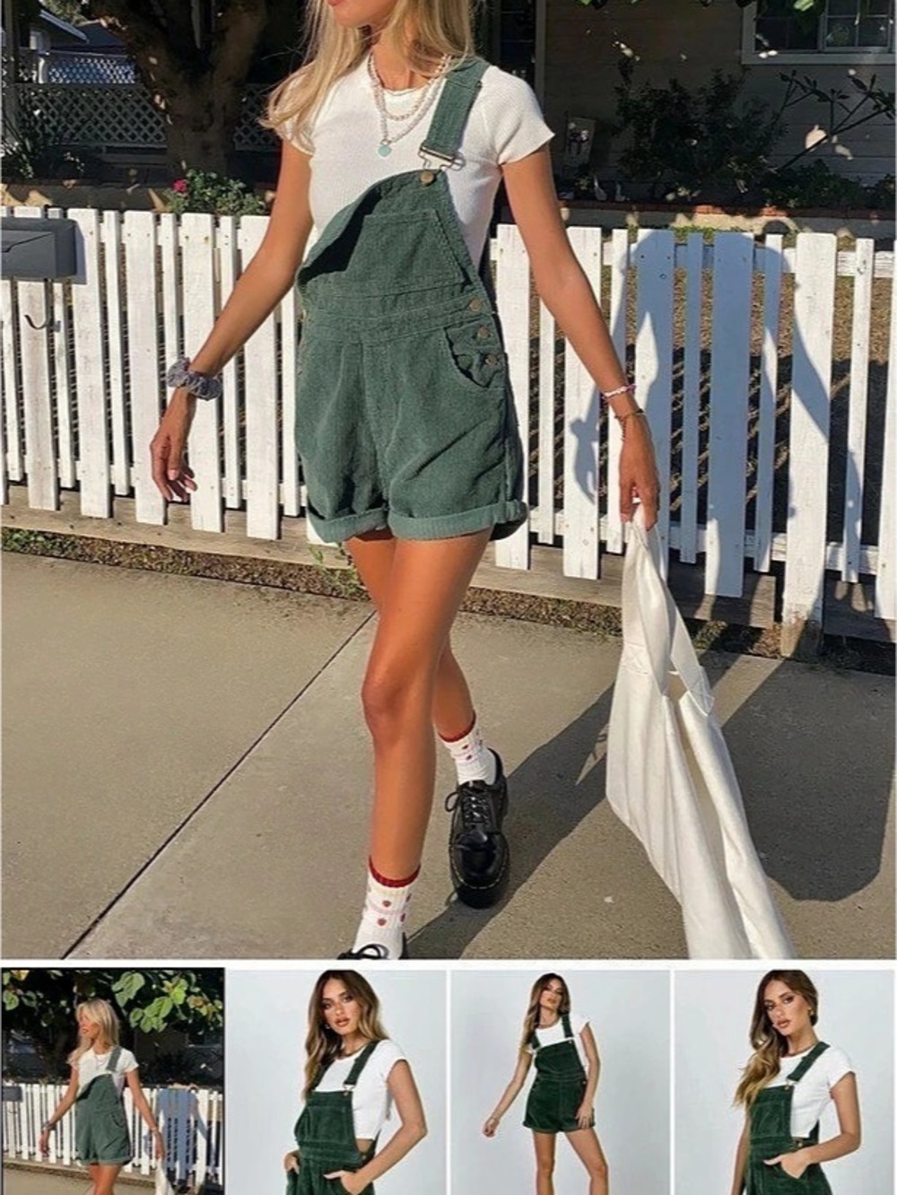 Princess Polly Kacey Short Overalls Khaki Green Small NWT